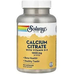 Вітаміни та мінерали Solaray Calcium Citrate with Vitamin D3, 90 капсул