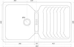 Гранітна мийка Globus Lux Boren коричневий 860x500мм-А0006 000010599, Коричневий - мініатюра 6