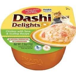 Лакомство для кошек Inaba Dashi Delights курица с тунцом и морским гребешком 70 г