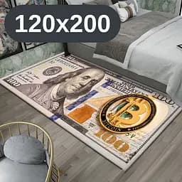 Стильний та зносостійкий килим для дому "100 доларів Bitcoin "120х200" KT8000209