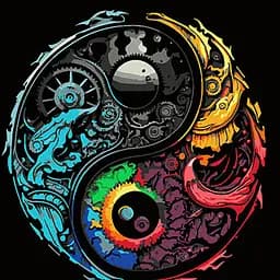 Набір для розпису по номерах Strateg Барвистий символ Інь Ян на чорному фоні 40х40 см (AV4040-76)