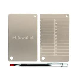 Металеві пластини Btcwallet White Plate для зберігання сід-фрази, 2 штуки + кріпильний болт + гравірувальна ручка