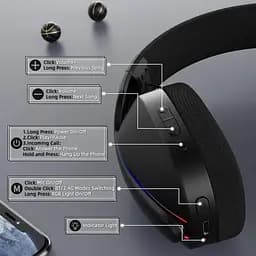 Attack Shark L90 Wireless Gaming Headset — бездротова Bluetooth-гарнітура з мікрофоном для геймерів, Чорний - мініатюра 7