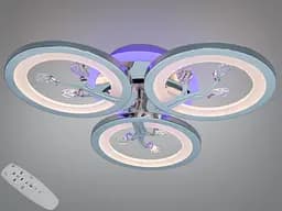 Стельова LED люстра 3 кільця хром 50 Вт пульт 9 м²