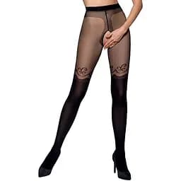 Колготки с открытым доступом Passion двойная плотность Tiopen 012 Black 3/4 (20/40 den)