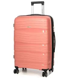 Валіза середня M поліпропілен Worldline Airtex 283 66×44×28см 80л Рожеве золото
