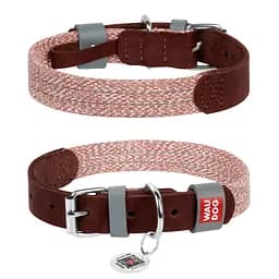 Нашийник для собак зі шкіри та відновленої бавовни Waudog Classic L Ш 25 мм Д 38-49 см коричневий