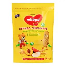 Печенье пшеничное Milupa с яблочно-персиковым вкусом для детского питания от 12 месяцев 150 г