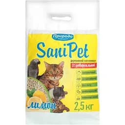 Наповнювач деревинний Природа Sani Pet Універсальний лимон 2.5 кг