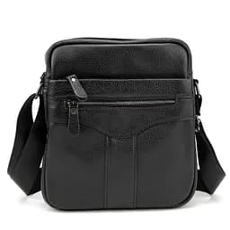Шкіряний маленький чоловічий месенджер чорний Tiding Bag M56-0187A