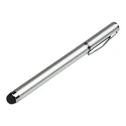 Стилус емкостный, с шариковой ручкой, металлический, серебристый.