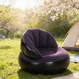 Надувне крісло AIR SOFA / Надувне велюрове крісло 80х80х67 см Темно-синій