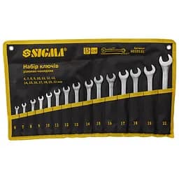 Ключи рожково-накидные Sigma 15 шт 6-22 мм CrV satine (тк чехол) (6010131)