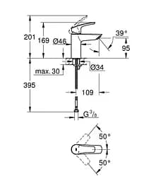Змішувач для умивальника S-Size Grohe Eurosmart New 32467003 Хром - мініатюра 5