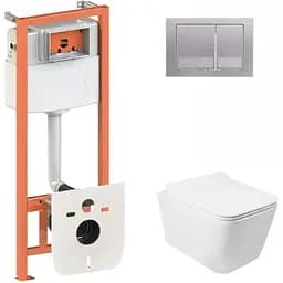 Набір Q-tap інсталяція 3 в 1 Nest QT0133M425 з панеллю змиву квадратною QT0111M06029SAT + унітаз з сидінням Crow QT05335170W