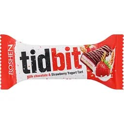 Шоколадный батончик Roshen Tidbit Milk Chocolate & Strawberry Yogurt Tart Клубнично-йогуртовый тарт 50 г