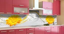 Кухонний фартух Жовта Гербера ПВХ квіти для декору 60х300 см Абстракція Сірий Happy Pocket Z184077 - мініатюра 3