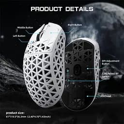 Ігрова мишка ATTACK SHARK R5 Ultra / Три режими підключення / PAW3950MAX / Carbon Fiber / 39 г / White - мініатюра 4