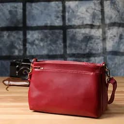 Елегантна сумка жіноча з твердим дном з натуральної шкіри Vintage 22982 червона - мініатюра 10