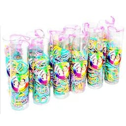 Силіконові резинки для волосся Різнокольорові La-beauty 0308-587-2 в тубі, 12 шт