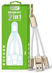 Брелок GOLF GC-35 Micro+Lightning cable 0,22m Gold - мініатюра 2