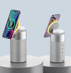 Бездротовий зарядний пристрій WiWU Wi-W022 Multi-Function with Ambient Light Speaker Silver [99538] - мініатюра 5