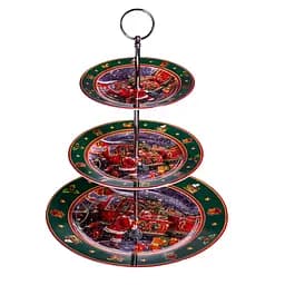 Фруктівниця на 3 яруси Santa новорічна фуршетна стійка для закусок цукерковий посуд Yiwu HP-SDHK-9