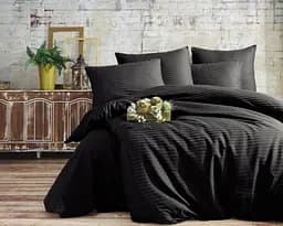 Постільна білизна Charlotte Siyah Сатин-Stripe / простирадло на резинці Cotton Shine pbe0052108