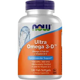 Жирные кислоты NOW Ultra Omega-3-D, 180 капсул