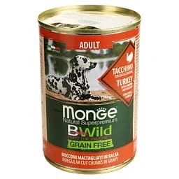 Вологий корм для собак Monge Dog Wet Bwild Adult, індичка, гарбуз та цукіні, 400 г