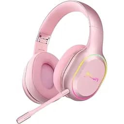 Беспроводные игровые наушники Picun P80X с микрофоном и RGB подсветкой Pink