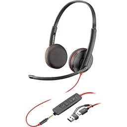 Компьютерная гарнитура Poly стерео On-ear Blackwire 3225 USB-A USB-C 3.5 мм однонаправленный черный (8X229AA)