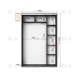 Шафа-купе Idea серія 5 140 x 45 x 210 см Антрацит - мініатюра 2