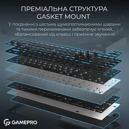 Клавіатура GamePro Asgard Ragnar Keychron Super Red Switch Wireless/Bluetooth/USB Black бездротова (MK285BK) - мініатюра 17
