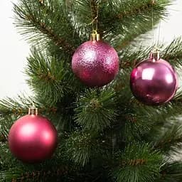 Ялинкові кулі House of Seasons пластикові 6 см 10 шт. тубус фуксія (8720967923922) - мініатюра 2