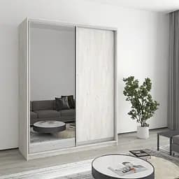 Шафа-купе дводверна MebelStar Стандарт AL ДСП/Дзеркало 160x45x210 см Аляска сірий (MBS-2402)