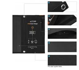 Сонячна панель Solar panel Y11020U 21 W + 2xUSB Зарядний пристрій (Чорний) - мініатюра 10
