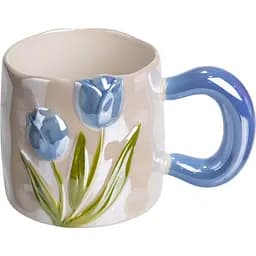 Чашка порцелянова Yiwu Тюльпан 400 мл синій Yiwu FM-40D