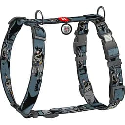 Шлея для собак анатомічна H-подібна Waudog Nylon з QR-паспортом Тінь Бетмена р.S (343-1078)