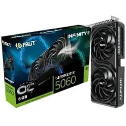 Відеокарта GeForce RTX 5060, Palit, Infinity 2 OC, 8Gb GDDR7, 128-bit, HDMI/3xDP, 2512/28000 MHz, 8-pin (NE75060V19P1-GB2063L)