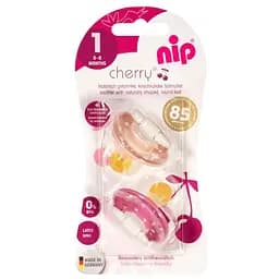 Пустушка Nip Вишенька Д, 0-6 міс., круглий, 2 шт., червоний з рожевим (38689-51) - мініатюра 2
