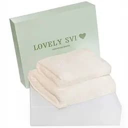 Набір 2 жакардові рушники в коробці Lovely Svi  70 х 140 см і 50 х 90 см Молочний (170226)   