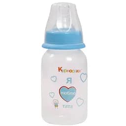 Пляшка для годування Курносики з силіконовою соскою 125 мл блакитний (7001 блак)