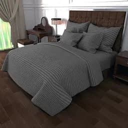 Постельное белье MERISET Серое Бязь страйп Евро на резинке 550113-7