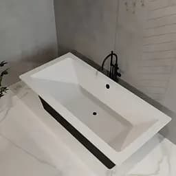 Ванна окремостояча глянцева Amidicon Tytul 185x85 чорна з литого каменю TYTUL_185_BLACK_HL, Чорний - мініатюра 3