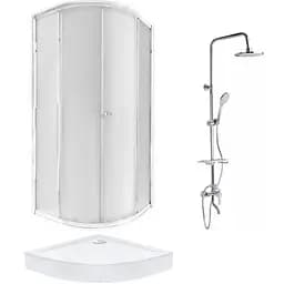 Набір душова кабіна Qtap Presto CRM1099AP5 + піддон + душова панель CRM 1004 90 х 90 см