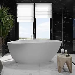 Ванна окремостояча глянцева Amidicon Santorini 166x78 з литого каменю SANTORINI_166_HL, Білий - мініатюра 3