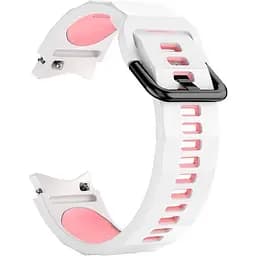 Ремешок для Samsung Galaxy Watch 4 40mm - бело-розовый ширина крепления 20мм силикон размер L Watchbands Ribbed (W11-3WB49519154)