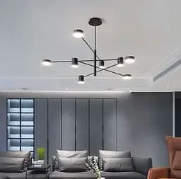 Сучасна чорна LED люстра FLEA з ріжками, що регулюються по осі Line.F DE 31/8 BK