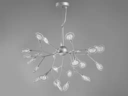 Уникальная, современная люстра подвес "Светлячок", 27 ламп, хром сатин